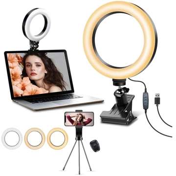 Ringlampe 5in1 LED Alogy fotografischer Ring für Make-up Selfie Bluetooth Halter Stativclip Fernbedienung Schwarz