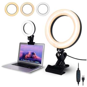 Ringlampe 5in1 LED Alogy fotografischer Ring für Make-up Selfie Bluetooth Halter Stativclip Fernbedienung Schwarz