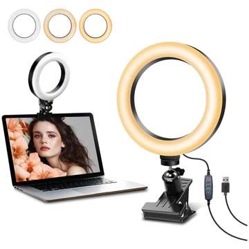 Ringlampe 5in1 LED Alogy fotografischer Ring für Make-up Selfie Bluetooth Halter Stativclip Fernbedienung Schwarz