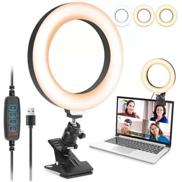 Ringlampe 5in1 LED Alogy fotografischer Ring für Make-up Selfie Bluetooth Halter Stativclip Fernbedienung Schwarz