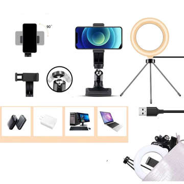 Ringlampe 5in1 LED Alogy fotografischer Ring für Make-up Selfie Bluetooth Halter Stativclip Fernbedienung Schwarz