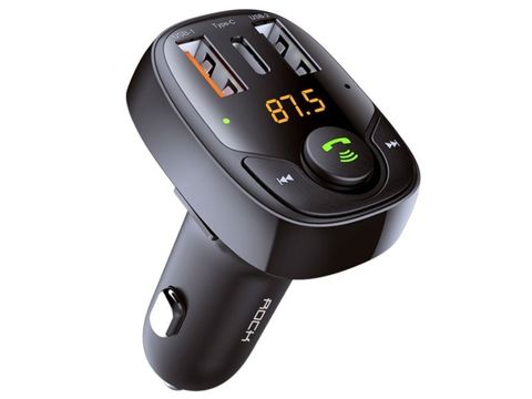 Rock B301 Ladegerät Bluetooth FM Transmitter 2xUSB USB-C Typ C 36W Schwarz