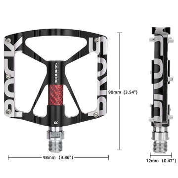 RockBros K307T Aluminium-Plattformpedale mit 5 Metallstiften, 2er-Set, Schwarz