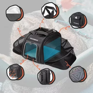 Rockbros 30140028001 Transport-Fahrradtasche für Katzen und Hunde – Schwarz