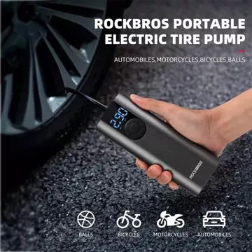 Rockbros 42720001001 elektrische Fahrradpumpe mit LED-Anzeige USB-C – USB-A-Kabel – Schwarz