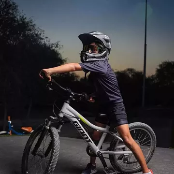 Rockbros TT-32SBTG-L Kinderfahrradhelm mit abnehmbarem Kinnbügel, Größe L – Grau