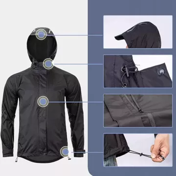 Rockbros YPY013BKL Regenjacke atmungsaktiv winddicht L - Schwarz