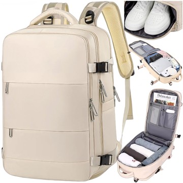 Rucksack Laptoptasche 15,6 Zoll Herren Damen Großer USB-Flugzeugkoffer Unisex 42x30x10cm Alogy Wasserdicht Schwarz