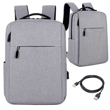 Rucksack Laptoptasche 15,6" groß wasserdicht mit USB-Anschluss Unisex 41x29x12cm für Flugzeug Alogy Rucksack Grau