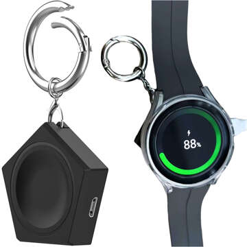 Schlüsselanhänger-Ladegerät für Samsung Galaxy Watch, magnetische Induktion, 2,5 W, mit Schlüsselanhänger-Anhänger, Schwarz