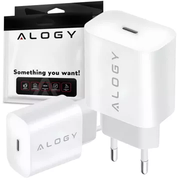 Schnelles 30-W-USB-C-Wandladegerät USB Typ C GaN PD für iPhone Alogy Cube Weißes USB-C-Kabel 1 m