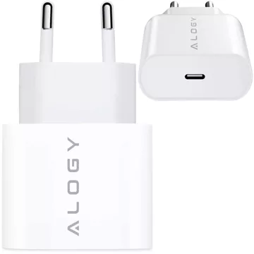 Schnelles 30-W-USB-C-Wandladegerät USB Typ C GaN PD für iPhone Alogy Cube Weißes USB-C-Kabel 1 m