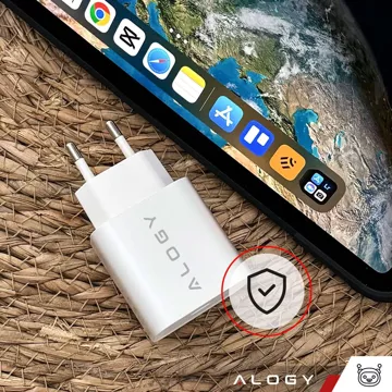 Schnelles 30-W-USB-C-Wandladegerät USB Typ C GaN PD für iPhone Alogy Cube Weißes USB-C-Kabel 1 m