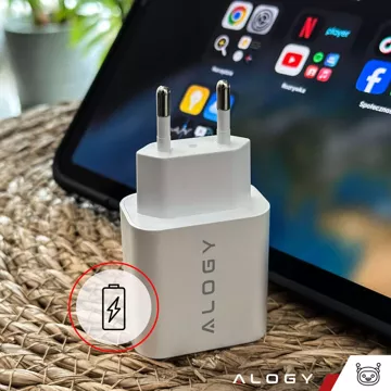 Schnelles 30-W-USB-C-Wandladegerät USB Typ C GaN PD für iPhone Alogy Cube Weißes USB-C-Kabel 1 m