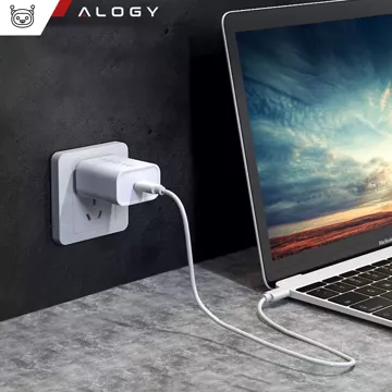 Schnelles 30-W-USB-C-Wandladegerät USB Typ C GaN PD für iPhone Alogy Cube Weißes USB-C-Kabel 1 m