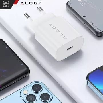 Schnelles 30-W-USB-C-Wandladegerät USB Typ C GaN PD für iPhone Alogy Cube Weißes USB-C-Kabel 1 m