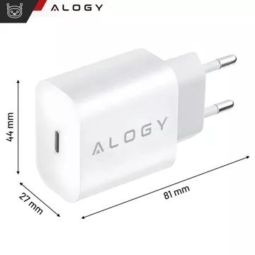 Schnelles 30-W-USB-C-Wandladegerät USB Typ C GaN PD für iPhone Alogy Cube Weißes USB-C-Kabel 1 m