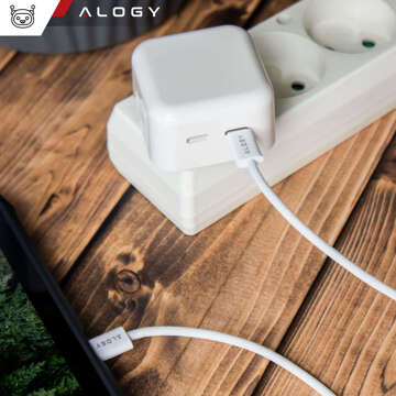 Schnelles 35-W-Wandladegerät 2x USB-C USB Typ C PD für iPhone Typ-C-Kabel 1 m Alogy White