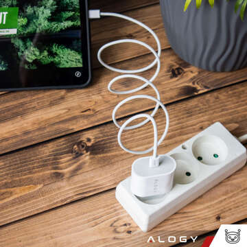 Schnelles und leistungsstarkes 35-W-USB-C-Wandladegerät USB Typ C PD GaN für iPhone 15 Typ-C-Kabel 1 m Alogy White