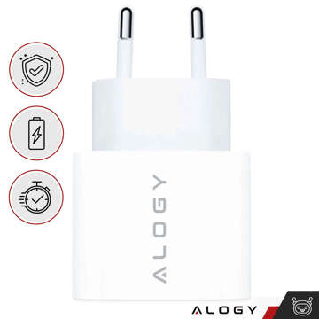 Schnelles und leistungsstarkes 35-W-USB-C-Wandladegerät USB Typ C PD GaN für iPhone 15 Typ-C-Kabel 1 m Alogy White