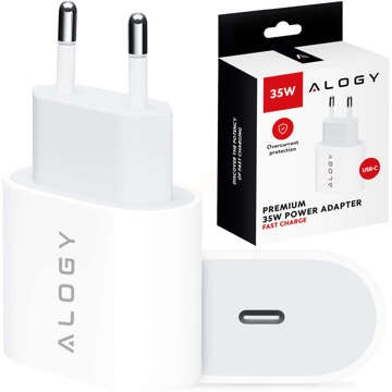 Schnelles und leistungsstarkes 35-W-USB-C-Wandladegerät USB Typ C PD GaN für iPhone Alogy White