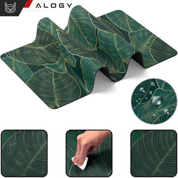 Schreibtischunterlage für Maus und Tastatur. Rutschfeste Gaming-Schutzmatte XL 80 x 40 cm Alogy Leaves Big Leaves