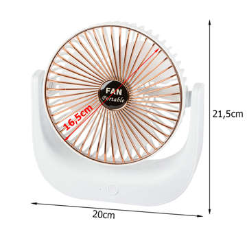 Schreibtischventilator, kabelloser Ventilator, stehend, tragbar, wiederaufladbar, batteriebetrieben, leiser Ventilator, Weiß