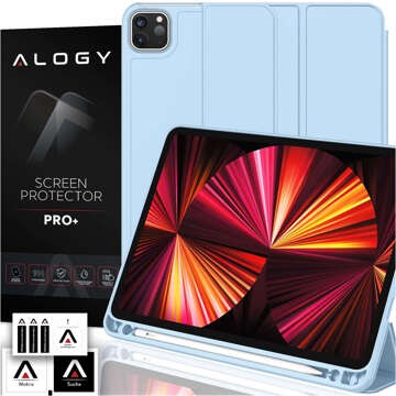 Schutzhülle Alogy Book Cover Federmäppchen mit Stifthalter für Apple iPad Air 4 2020 / Air 5 2022 10,9 Zoll, blaues Glas