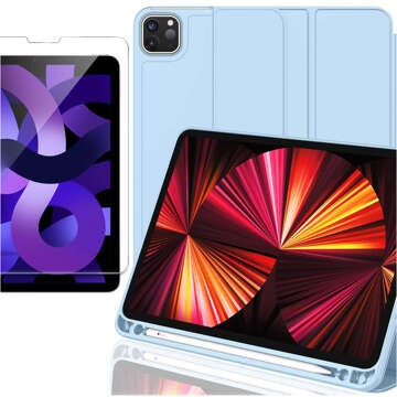 Schutzhülle Alogy Book Cover Federmäppchen mit Stifthalter für Apple iPad Air 4 2020 / Air 5 2022 10,9 Zoll, blaues Glas