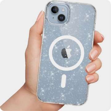 Schutzhülle Flexair Hybrid für MagSafe für Apple iPhone 15 Glitter Clear