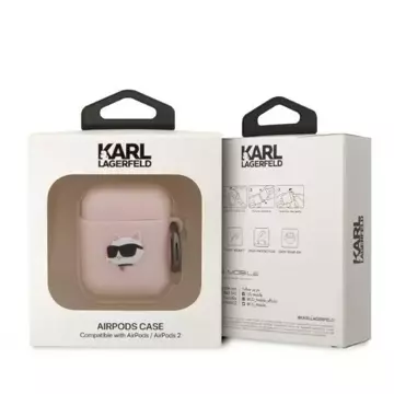 Schutzhülle für Kopfhörer Karl Lagerfeld KLA2RUNCHP für Apple AirPods 1/2 Abdeckung rosa/rosa Silikon Choupette Head 3D