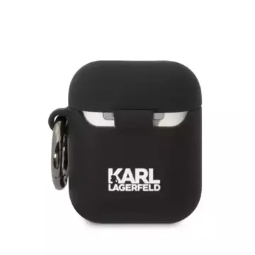 Schutzhülle für Kopfhörer Karl Lagerfeld KLA2RUNIKK für Apple AirPods 1/2 Cover schwarz/schwarz Silikon Karl Head 3D