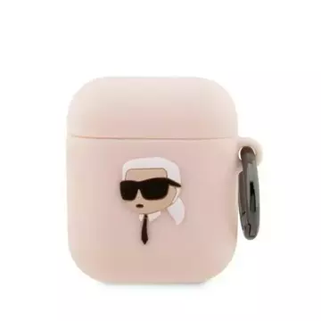 Schutzhülle für Kopfhörer Karl Lagerfeld KLA2RUNIKP für Apple AirPods 1/2 Abdeckung rosa/rosa Silikon Karl Head 3D