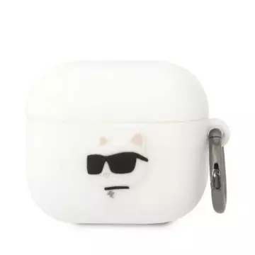 Schutzhülle für Kopfhörer Karl Lagerfeld KLA3RUNCHH für Apple AirPods 3 Cover weiß/weiß Silikon Choupette Head 3D