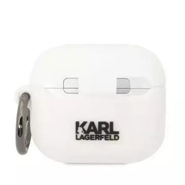 Schutzhülle für Kopfhörer Karl Lagerfeld KLA3RUNCHH für Apple AirPods 3 Cover weiß/weiß Silikon Choupette Head 3D