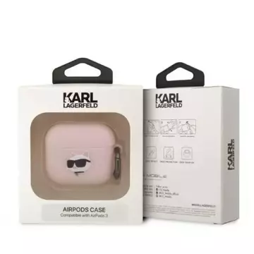 Schutzhülle für Kopfhörer Karl Lagerfeld KLA3RUNCHP für Apple AirPods 3 Cover rosa/rosa Silikon Choupette Head 3D