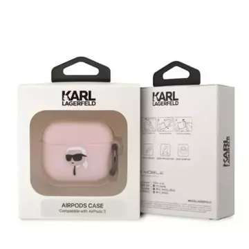 Schutzhülle für Kopfhörer Karl Lagerfeld KLA3RUNIKP für Apple AirPods 3 Cover rosa/rosa Silikon Karl Head 3D