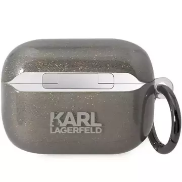 Schutzhülle für Kopfhörer Karl Lagerfeld KLAP2HNKCTGK für Apple AirPods Pro 2 Cover schwarz/schwarz Gliter Karl