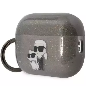 Schutzhülle für Kopfhörer Karl Lagerfeld KLAP2HNKCTGK für Apple AirPods Pro 2 Cover schwarz/schwarz Gliter Karl