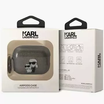 Schutzhülle für Kopfhörer Karl Lagerfeld KLAP2HNKCTGK für Apple AirPods Pro 2 Cover schwarz/schwarz Gliter Karl