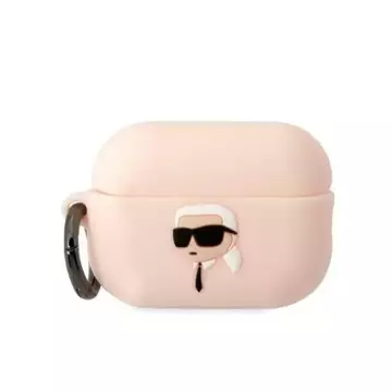 Schutzhülle für Kopfhörer Karl Lagerfeld KLAP2RUNIKP für Apple AirPods Pro 2 Abdeckung rosa/rosa Silikon Karl Head 3D