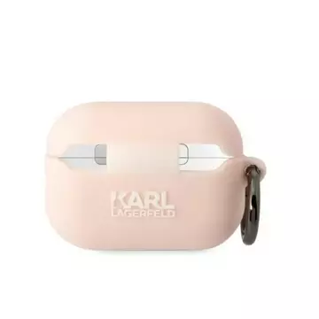 Schutzhülle für Kopfhörer Karl Lagerfeld KLAP2RUNIKP für Apple AirPods Pro 2 Abdeckung rosa/rosa Silikon Karl Head 3D