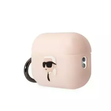 Schutzhülle für Kopfhörer Karl Lagerfeld KLAP2RUNIKP für Apple AirPods Pro 2 Abdeckung rosa/rosa Silikon Karl Head 3D