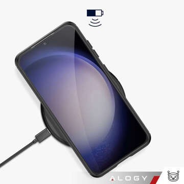 Schutzhülle für Samsung Galaxy S24 Plus mit gepanzerter Rückseite, Alogy Carbon Silikon, schwarzes Glas