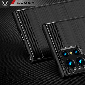 Schutzhülle für Samsung Galaxy S24 Ultra mit gepanzerter Rückseite Alogy Carbon Silikon schwarz