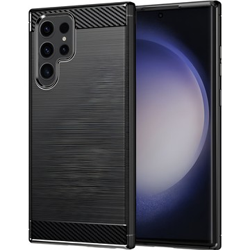 Schutzhülle für Samsung Galaxy S24 Ultra mit gepanzerter Rückseite Alogy Carbon Silikon schwarz