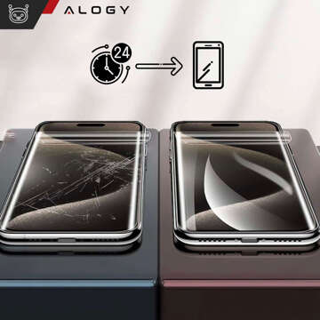 Schutzhülle für Samsung Galaxy S24, gepanzerte Abdeckung, Hydrogel-Displayschutzfolie, 360 ​​Defense Pro Alogy, Schwarz