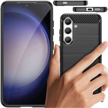 Schutzhülle für Samsung Galaxy S24 mit gepanzerter Rückseite Alogy Carbon Silikon schwarz