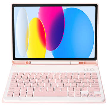 Schutzhülle mit kabelloser Tastatur Alogy Keyboard Case mit Stifthalter für Apple iPad 10.9 2022 Pink Glass