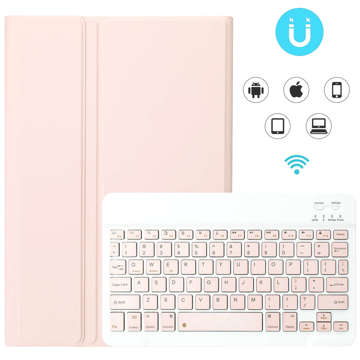 Schutzhülle mit kabelloser Tastatur Alogy Keyboard Case mit Stifthalter für Apple iPad 10.9 2022 Pink Glass